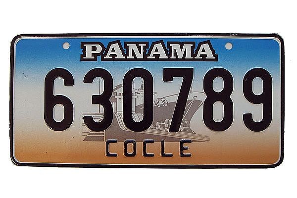 US Nummernschild aus Panama mit Schiffsgrafik
