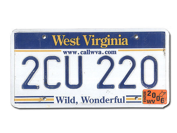Original US-Nummernschild West Virginia mit Internetadresse