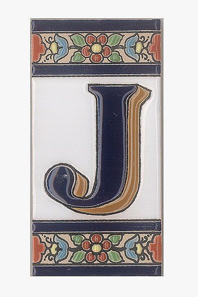 Spanische Buchstaben aus Keramik-Fliesen - Buchstabe J