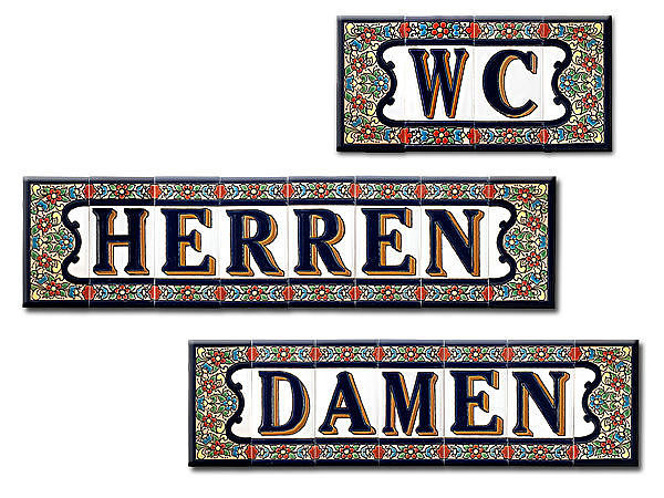 spanisches Fliesen-Set Damen, Herren und WC