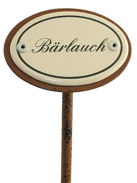 Emailleschild für das Kräuterbeet - Bärlauch
