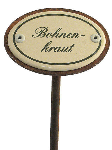 Emailleschild für das Kräuterbeet - Bohnenkraut