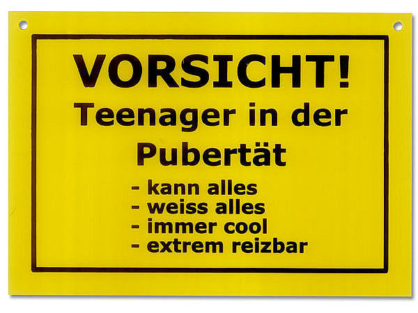 Schild als Postkarte: Teenager in der Pubertät
