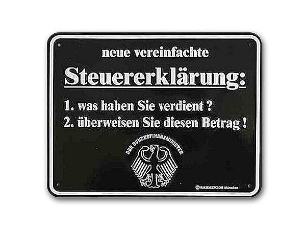 Funschild - neue vereinfachte Steuererklärung -