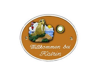 Artelith Klingelschild - oval mittel - toscanaocker - Gr&ouml;&szlig;e 17x13 cm 