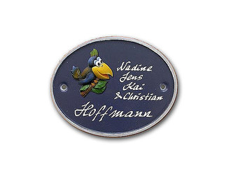 Artelith Namensschild - oval mittel - majest&auml;tischblau - Gr&ouml;&szlig;e 17x13 cm 
