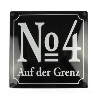 Emaille-Hausnummer mit Stra&szlig;enname - maximal 2 Ziffern und max. 20 Buchstaben 