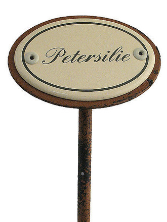 Emailleschild f&uuml;r das Kr&auml;uterbeet - Petersilie 