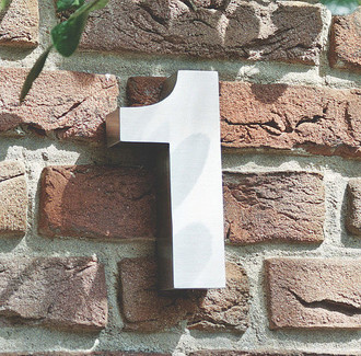 3D <em><b>Hausnummer</b></em> 1 aus <em>Edelstahl</em> - H&ouml;he 16 cm Tiefe 3cm  