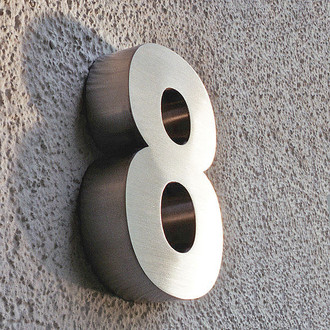 3D <em><b>Hausnummer</b></em> 8 aus <em>Edelstahl</em> - H&ouml;he 16 cm Tiefe 3cm  