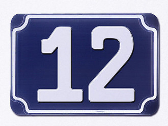  Blaue gepr&auml;gte Haus-Nr. 12 