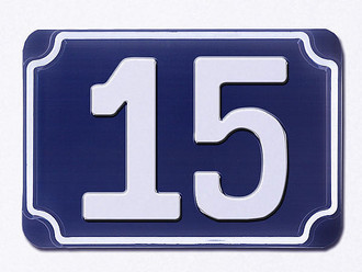Blaue gepr&auml;gte Hausnr 15 