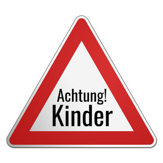 Dreieckiges Verkehrsschild: Achtung! Kinder 