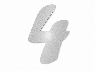 Edelstahl Hausnummer Ziffer 4 in Forte Schrift  