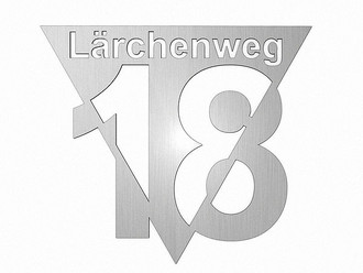 Exklusive Edelstahl Design Hausnummer mit Strassenname Typ4 