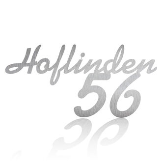 Exklusive Edelstahl Hausnummer mit Strassenname Typ8 