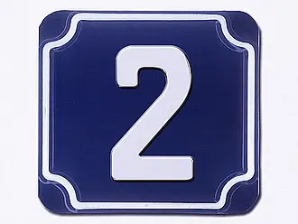 Blaue geprägte Hausnummer - Ziffer 2