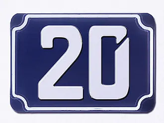 Blaue geprägte Hausnummer - Ziffer 20