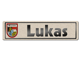 Kleines Namensschild mit Wappen