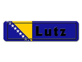 Namensschild mit Bosnien-Herzegowina - Flagge und Ihrem Wunschtext 