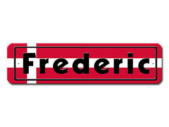 Namensschild mit d&auml;nischer Flagge und Ihrem Wunschtext 