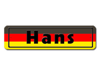 Namensschild mit deutscher Flagge und Ihrem Wunschtext 