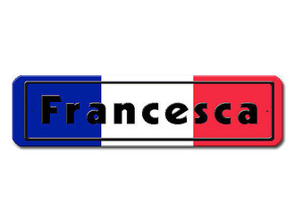 Namensschild mit franz&ouml;sischer Flagge und Ihrem Wunschtext 