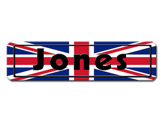 Namensschild mit Grossbritannien - Flagge und Ihrem Wunschtext 