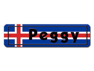 Namensschild mit isl&auml;ndischer Flagge und Ihrem Wunschtext 
