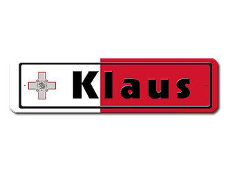 Namensschild mit Malta - Flagge und Ihrem Wunschtext 