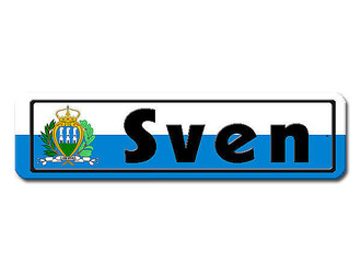 Namensschild mit San Marino - Flagge und Ihrem Wunschtext 