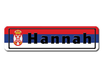Namensschild mit serbischer Flagge und Ihrem Wunschtext 