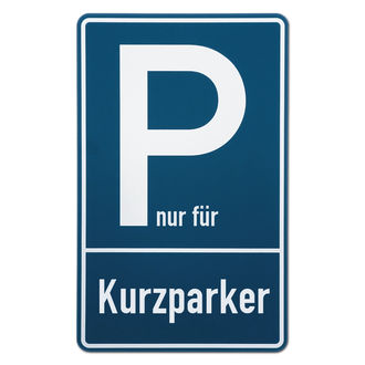 Parkplatzschild aus Aluminium - Kurzparker 