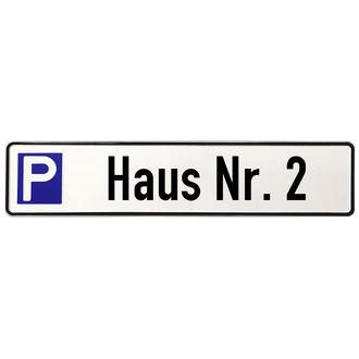Schild aus Aluminium - Parkplatz f&uuml;r ein bestimmtes Haus mit Ihrer Wunschnummer 