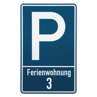 Schild Parkplatzkennzeichnung aus Aluminium f&uuml;r eine bestimmte Wohnung 