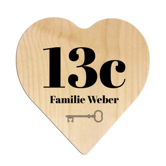 T&uuml;rschild aus Holz in Herzform 18x18x1cm Privat oder auch mit Ihrem Text 
