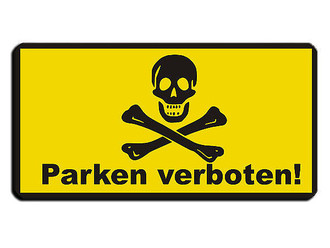 Warnschild als Parkverbotsschild - Totenkopf - mit individuellem Wunschtext 