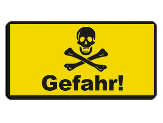 Warnschild: Warnung vor Gefahr - Totenkopf - mit individuellem Wunschtext 