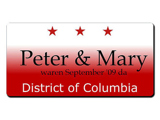 Washington D.C. USA Deko Fahrzeug-Kennzeichen mit individuellem Wunschtext 