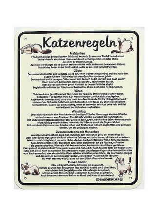 Funschild Katzenregeln 