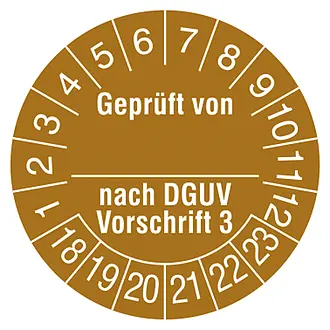 Prüfplakette - mit Jahresfarbe »Geprüft von_nach DGUV Vorschrift 3« 