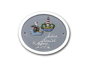 Keramik - T�rschilder Klassik Art In Blaugrau 24x20 Cm (Tuerschilder)