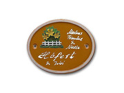 Artelith Namensschild - oval mittel - toscanaocker - Gr&ouml;&szlig;e 17x13 cm 