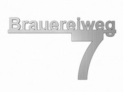 Edelstahl Design Hausnummer mit Stra&szlig;enname bis 11 Buchstaben Typ 5 