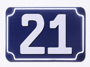 Blaue gepr�gte Hausnummer 21 (Hausnummernzuschnitt)