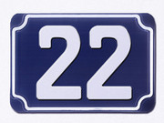 Blaue gepr�gte Hausnummer 22 (Hausnummernzuschnitt)
