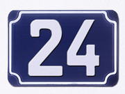 Blaue gepr�gte Hausnummer 24 (Hausnummernzuschnitt)