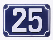 Blaue gepr�gte Hausnummer 25 (Hausnummernzuschnitt)