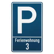 Schild Parkplatzkennzeichnung aus Aluminium f&uuml;r eine bestimmte Wohnung 