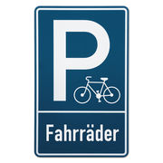 Fahrradparkplatz - Parkplatzbeschilderung f&uuml;r Fahrr&auml;der aus Aluminium 